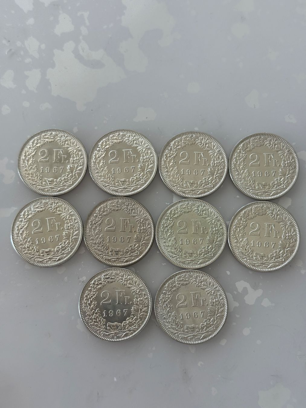 Tutti le monete: 10 x 2 Franken 1967  Silber  Stgl – Nuovo (secondo la descrizione) da Wallisellen venduto da SWISS_SILVER1 3