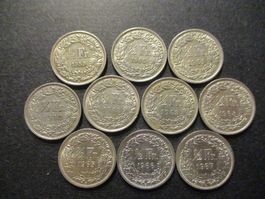 10 x 50 Rp  1959-60-1-2-3-3-4-5-6-7-