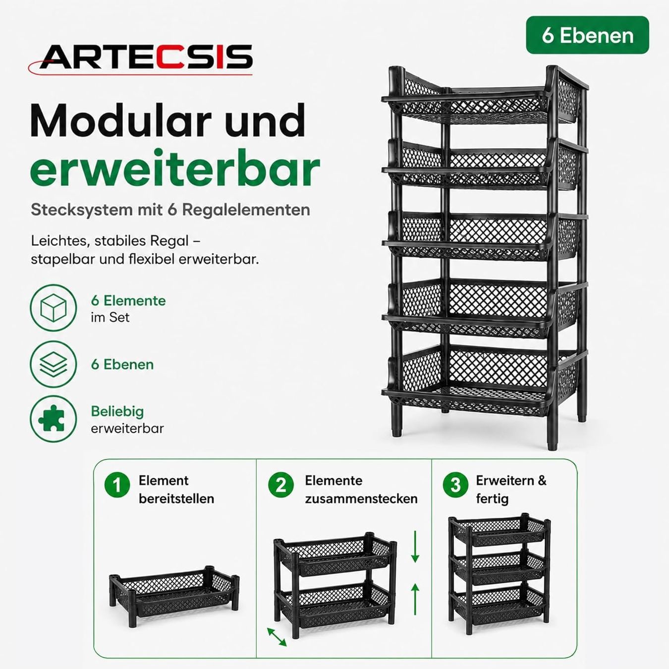 Regale: Korbregal Kunststoff Stapelbar 6 Elemente Schwarz – Neu und originalverpackt aus St. Gallen von sch_zsz7 7