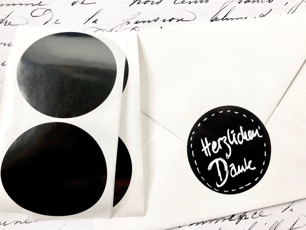 20 Sticker rund schwarz 5cm Ø Shabby | Kaufen auf Ricardo