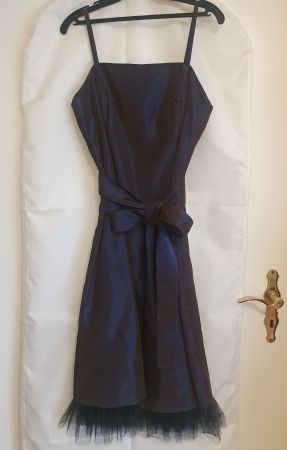**TOP** Cocktail-Kleid von CHOU CHOU Gr. 40 Satin Blau/Braun