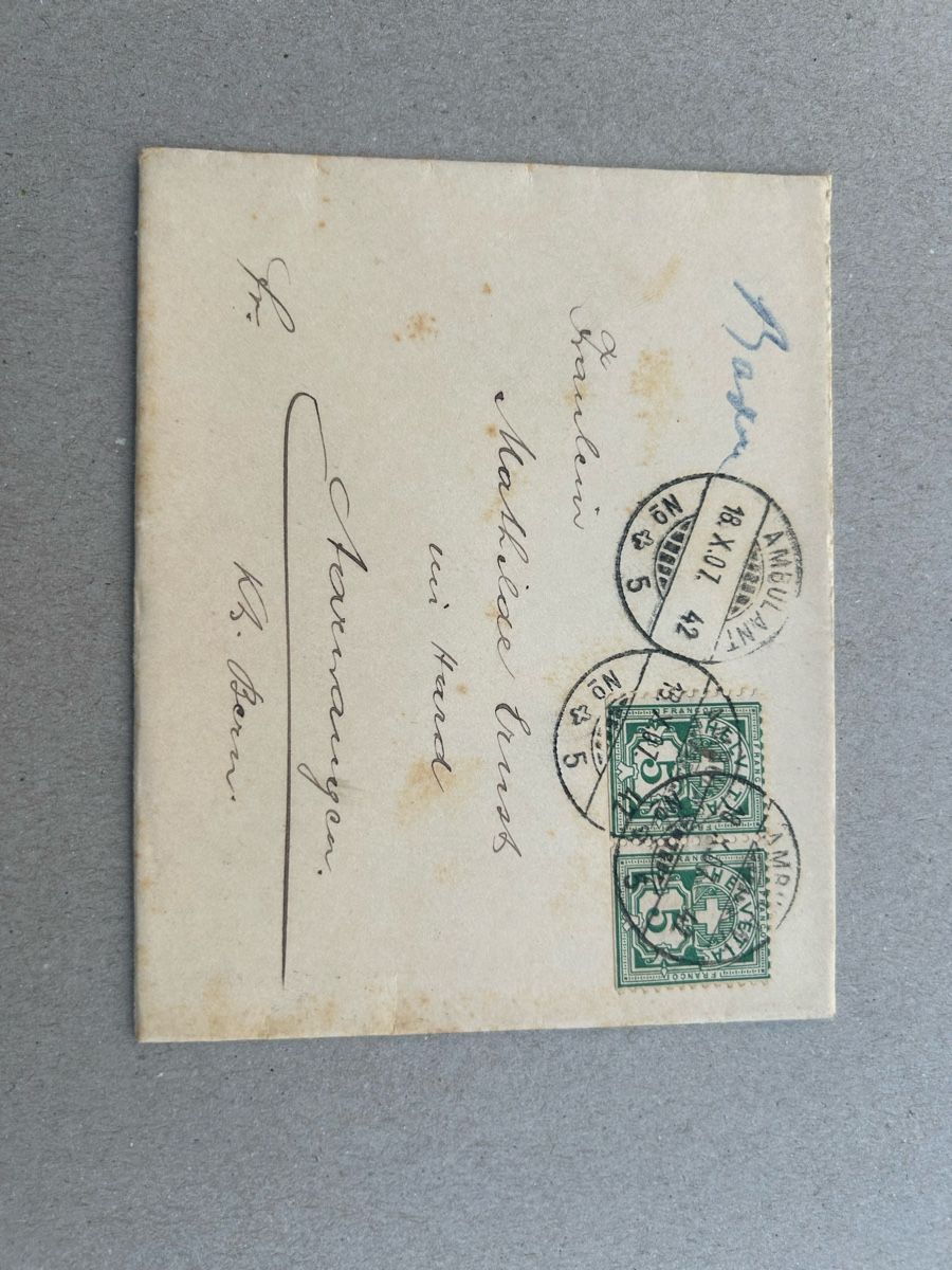 Buste & buste per spedizione: Schweizer Bahnpost-Beleg 1907: Ambulant-Stempel  – Usato da Rorschacherberg venduto da RelictByJones