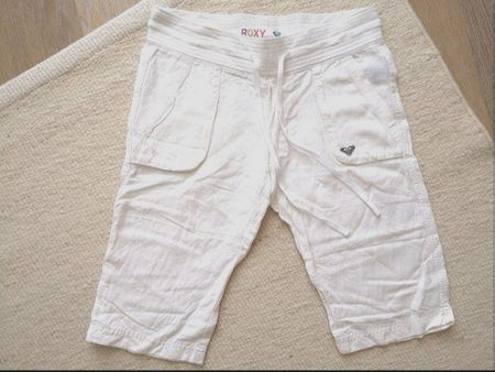 ROXY kurze Sommerhose Leinen/Viskose Gr. S weiss