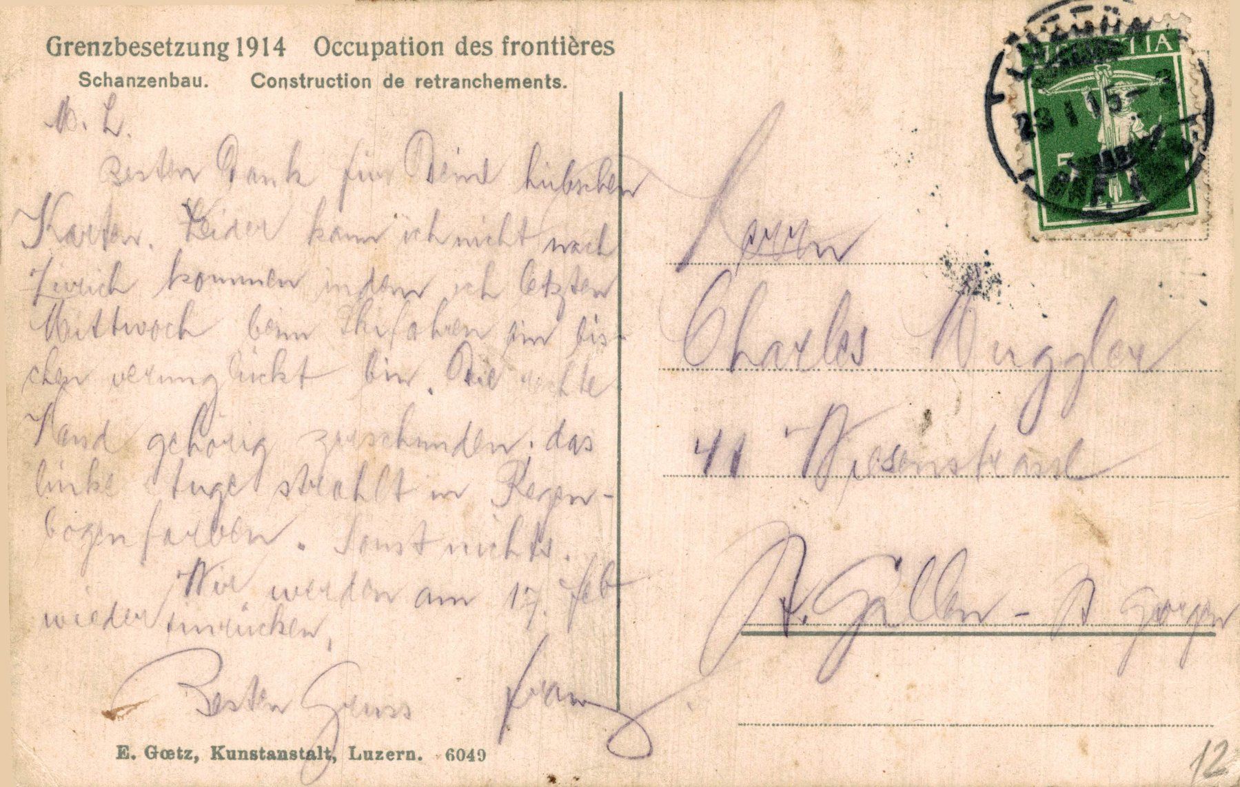 Cartoline postali: Schanzenbau. Construction de retranchements – Usato da Bronschhofen venduto da Astore 1