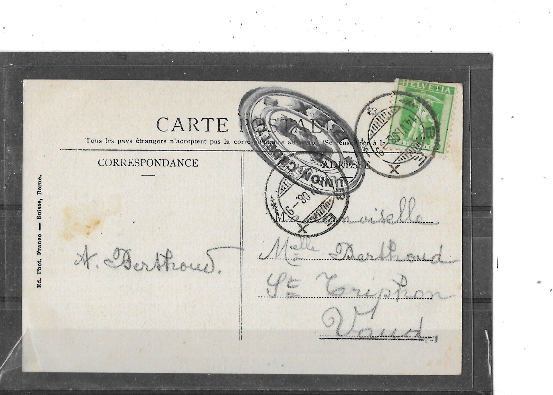 Ansichtskarten: VD Bex 1908  La Poste – Gebraucht aus Schocherswil von Wilare 1