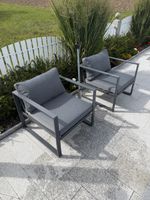 Gartenstühle Set Brest 2 Stk Grau Aluminium guter Zustand