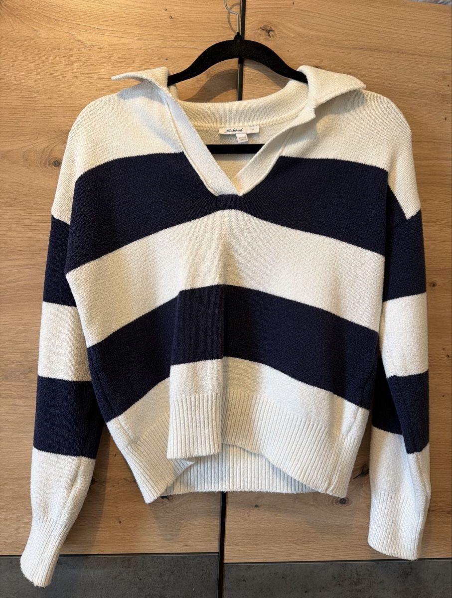 Pullover & Sweatshirts: Pull Subdued rayé blanc marine col polo taille S – Gebraucht aus Renens VD von nal_yd2y