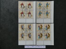 Pro Patria 1990 gestempelte Viererblöcke