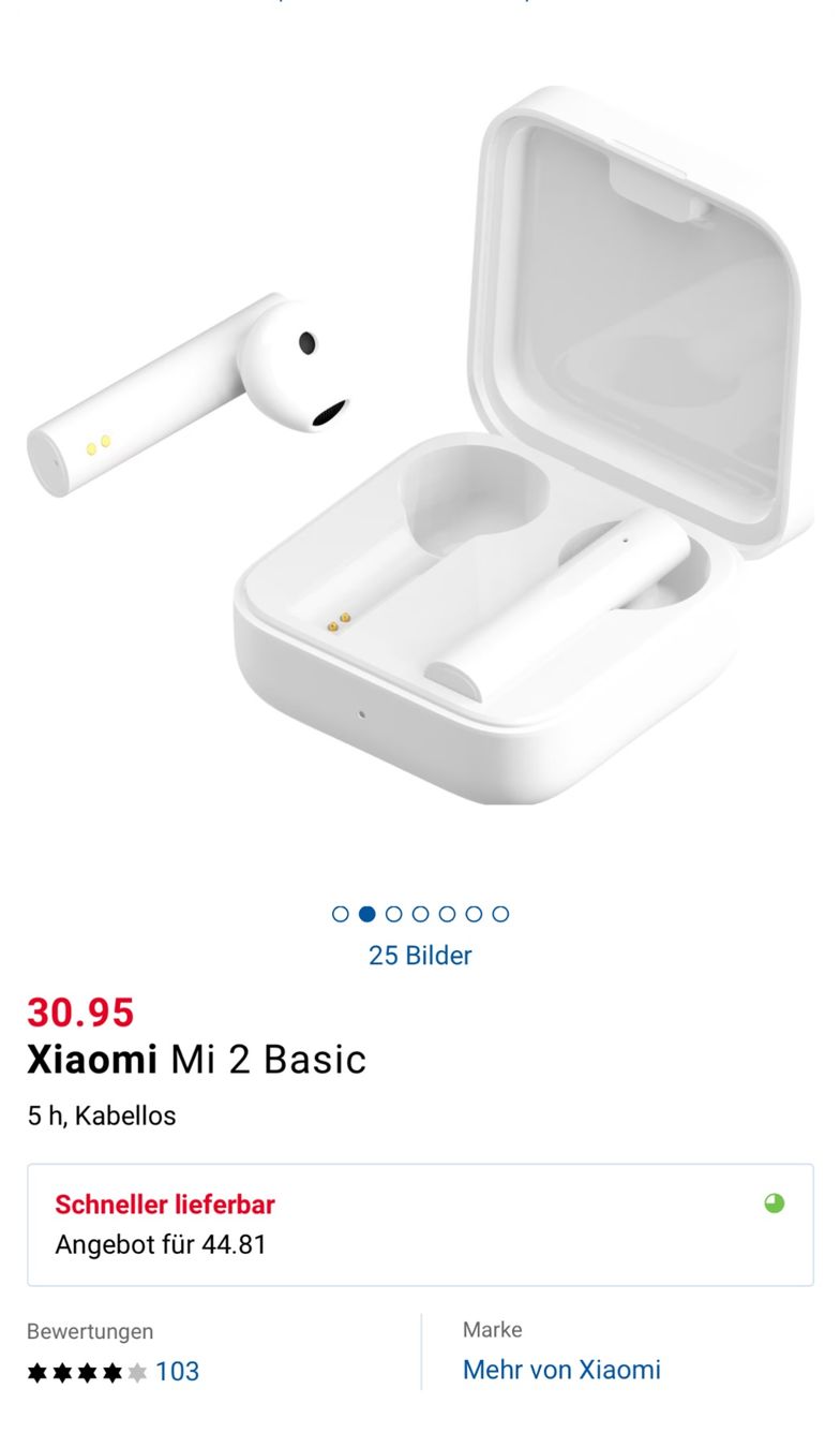 Xiaomi Cuffie: Xiaomi Mi True Wireless Earphones 2 Basic gebraucht – Nuovo (secondo la descrizione) da Winterthur venduto da ChicMarkt 7