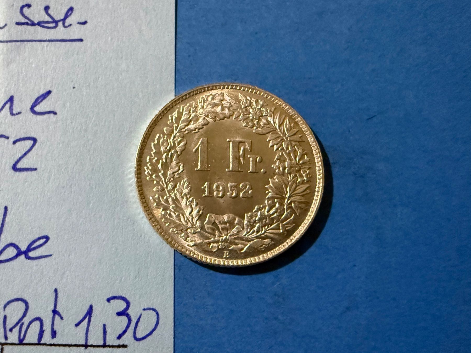 Tutti le monete: SUISSE : 1 FRANC 1952 - SUPERBE – Usato da genève venduto da GEnumist 1