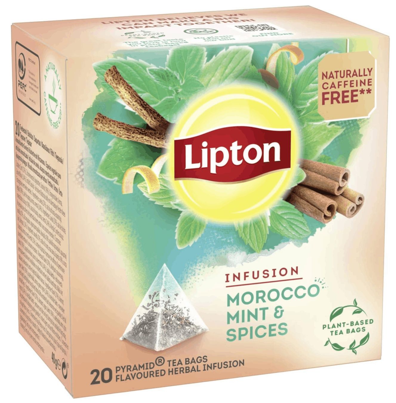 Cibi & Specialità: Lipton Tee 'Morocco Mint & Spices' Pyramidenbeutel – Nuovo e nell'imballaggio originale da Gampelen venduto da Geschenkxy