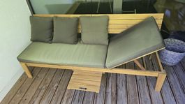 Holz-Gartenbank mit Kissen, verstellbar, für Sommer