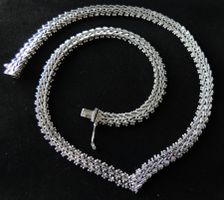 Rhodinierte Silber 800 Halskette 50er Jahre