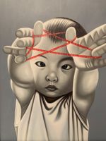 Gemälde Bild Kind Junge Mann mit asiatischem Motiv