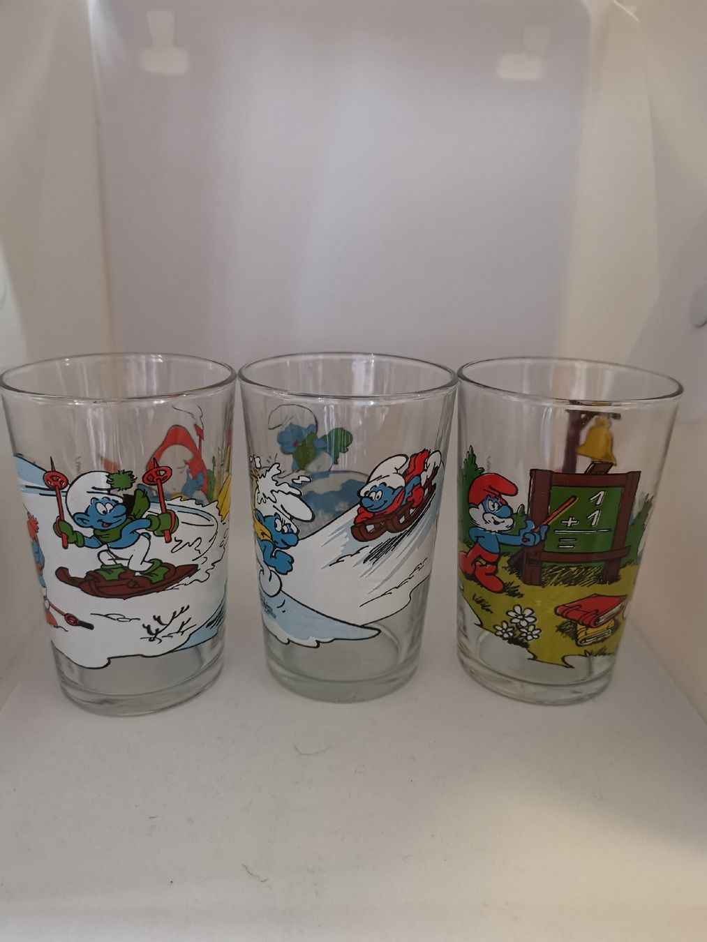 Bicchieri: 3x Schlumpf Trinkgläser Vintage – Usato da Stans venduto da Findus7318