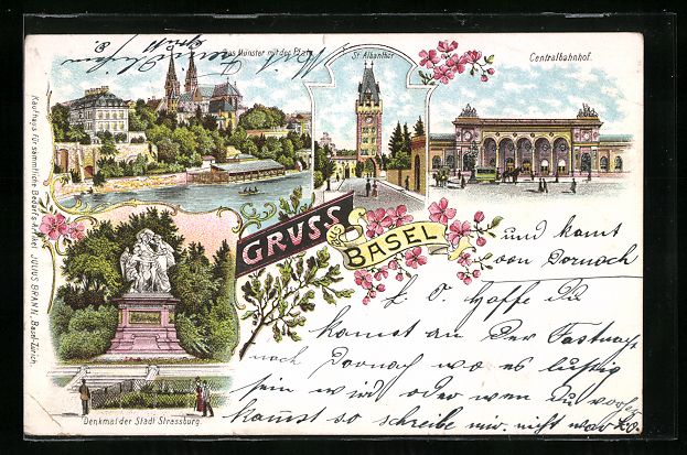 Cartes postales: Litho Basel, Das Münster mit der Pfalz, – D'occasion à Berlin par bartko-reher