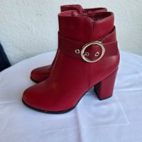 Damen Stiefeletten Gr. 36 Dunkelrot Blockabsatz NEU