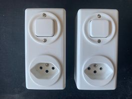 Set 2 Feller Standard, AP, Steckdose Lichtschalter