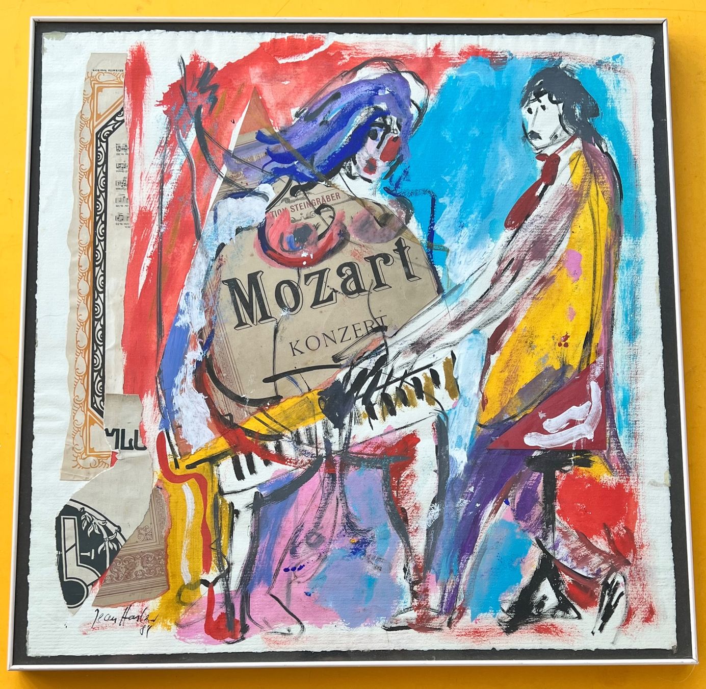 Gemälde: Jean Hasler Mozart Gemälde mit Collage – Gebraucht aus Adliswil von bilderboerse-zuerich