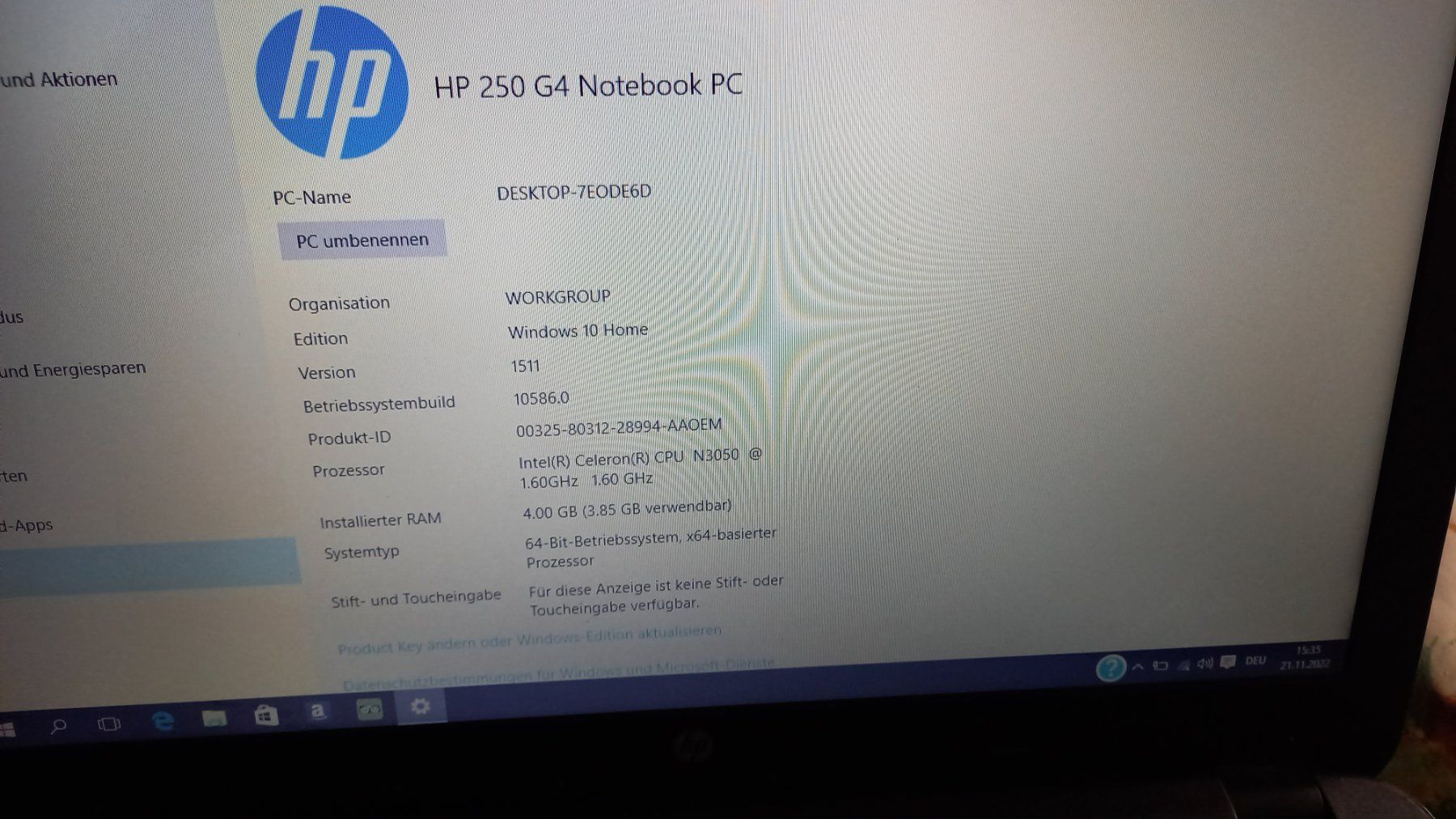 Notebook: hp laptop 250 g4 notebook pc – Usato da Wohlen AG venduto da poliziotto008