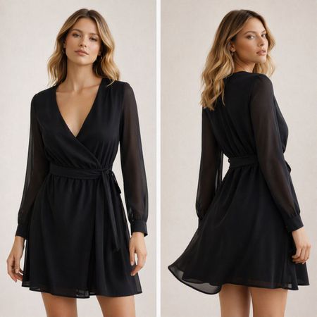 NA‑KD Chiffon Wrap Mini Dress