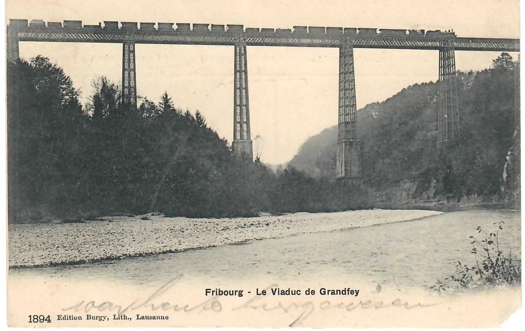 Cartoline postali: Fribourg - Viaduc de Grandfey – Usato da Zweisimmen venduto da jakobsweg