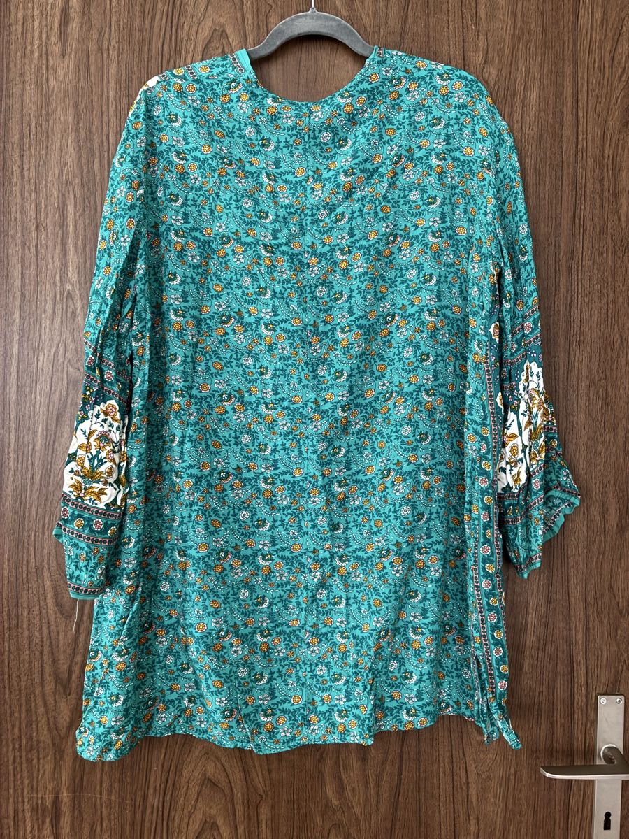 Kimono: Boho Kimono Türkis mit floralem Must – Usato da Zürich venduto da kra_tl6w 1