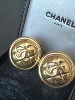 Chanel Vintage Coco Mark CC Clips Ohrringe