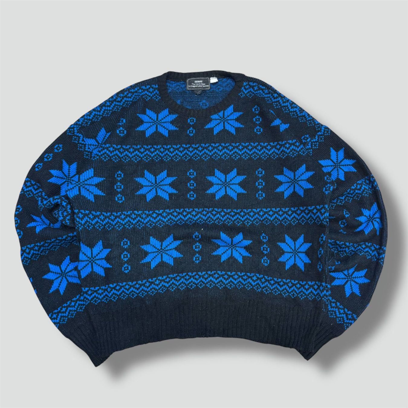 Pullover & Sweatshirts: Vintage black and blue knitted sweatshirt strickpullover – Gebraucht aus St. Gallen von sourced_limited