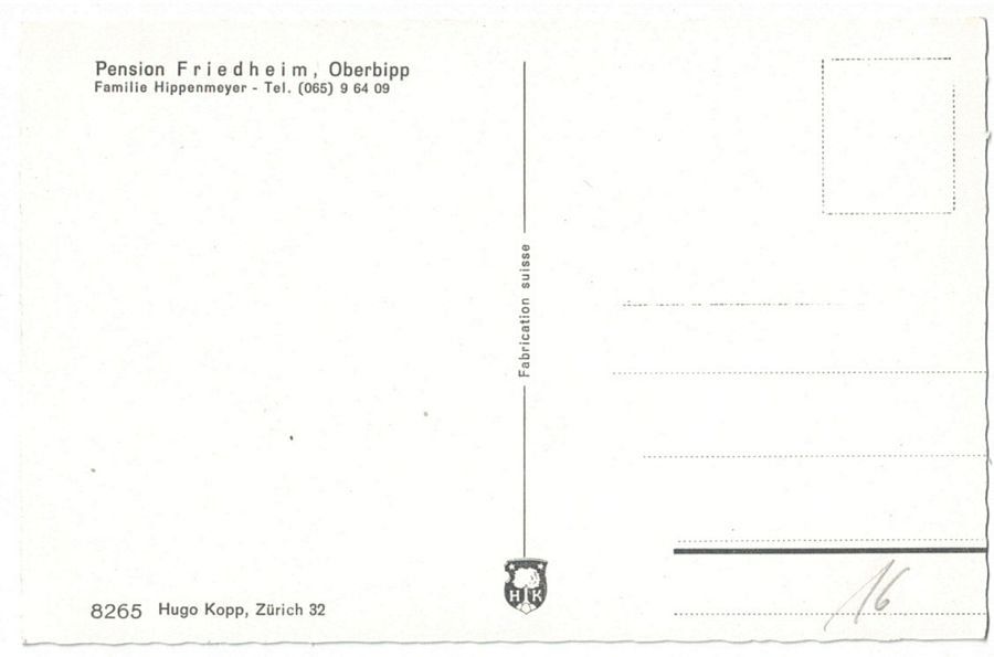 Cartoline postali: Oberbipp, Pension Friedheim, Fam. Hippenmeyer – Usato da Frauenfeld venduto da POML 1