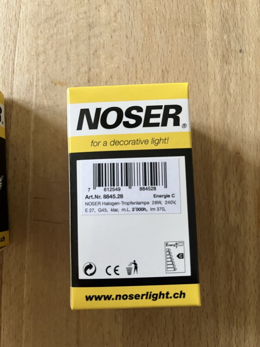Lampade: NOSER Halogen-Tropfenlampe 28W, neu & OVP, E27, G45 – Nuovo e nell'imballaggio originale da Rikon im Tösstal venduto da stupsi99 1