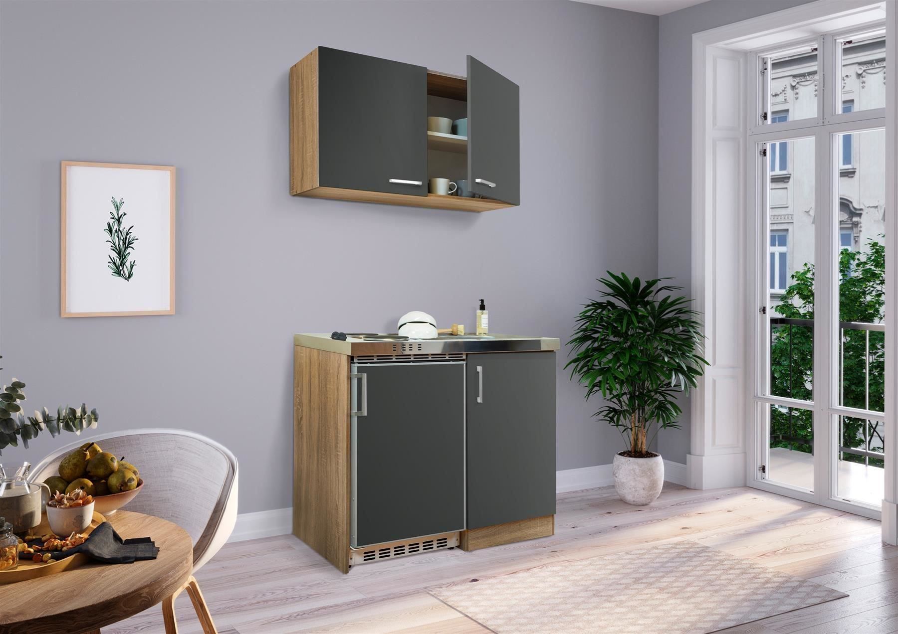 Cucine complete: 727 Miniküche Küchenzeile 100cm E/GRAU – Nuovo e nell'imballaggio originale da Wallenwil venduto da toesstalvertrieb 2