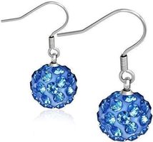Ohrringe KUGEL Form Silber Zirkonia Steine Königs Blau