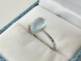 Zarter Aquamarin Silber 925 Ring - Neu