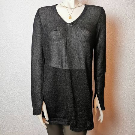 H&M Glitzer Strick-Oberteil schwarz - S