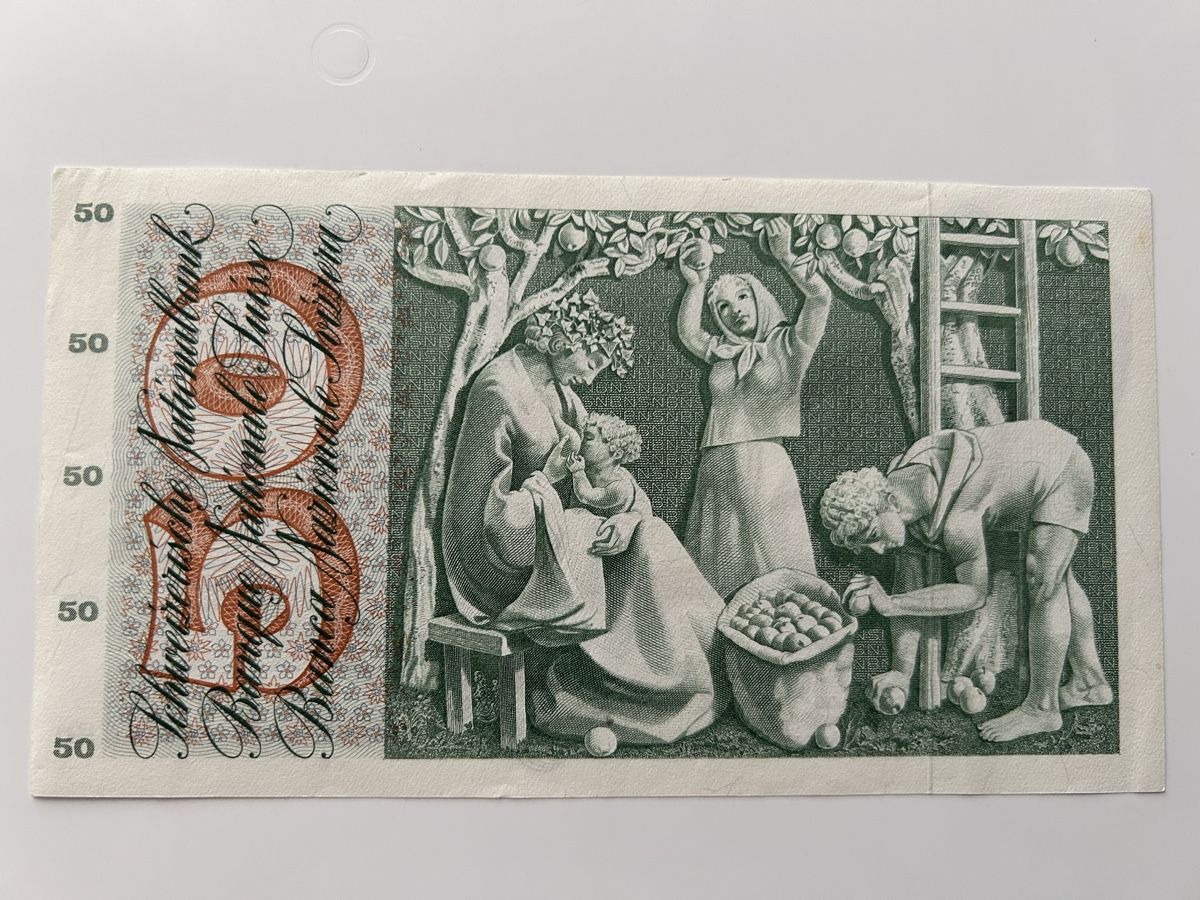 Banknoten: Banknote Schweiz 1961, 50 Franken – Gebraucht aus Luzern von dakes 1