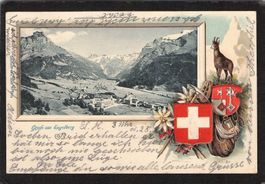 Prägekarte Gruss aus Engelberg OW , gel. 1901