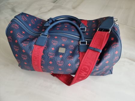 🔥 MCM Visetos Large Traveler Weekender Bag Deep Blue Sea