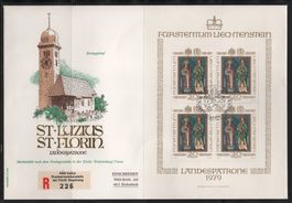 FDC Liechtenstein Kleinbogen Landespatrone 1979