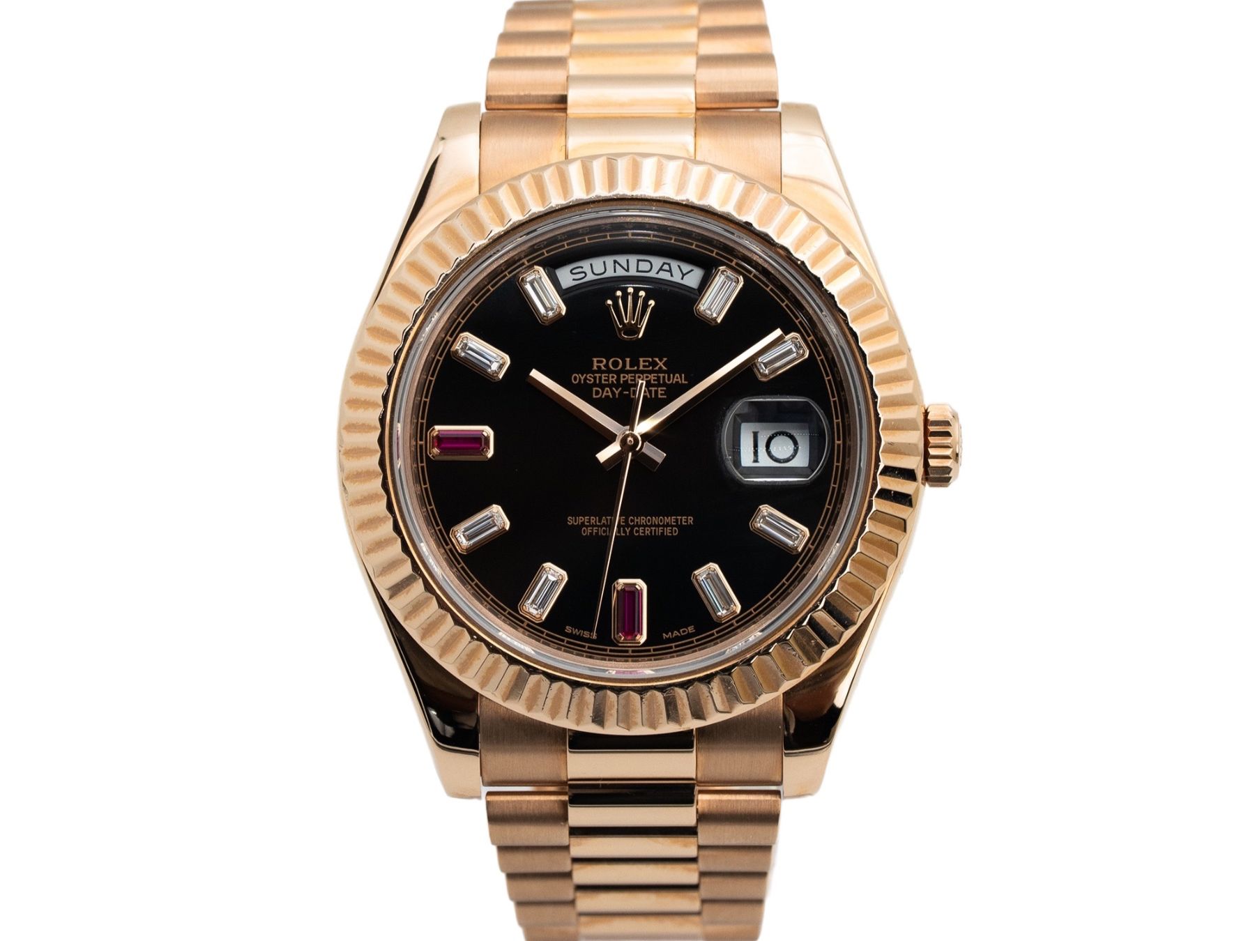 Rolex Uhren: Rolex Day-Date II 41mm Factory Rolex diamonds & ruby dial – Gebraucht aus Genève von aspaklariacollection