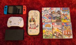 Nintendo Switch + 6 jeux + manette + housse – Excellent état