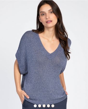 Oversize Damenshirt blau mit Glitzer von An'ge Gr. S/M neu