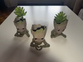 3 Pflanzgefässe Groot Design mit Kunstpflanzen Set