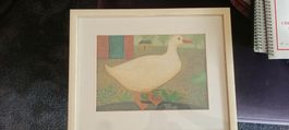 Aquarelle authentique depictant une Oie  dans son habitat