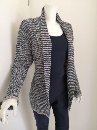 🤩VIOLETA BY MANGO STRICK-CARDIGAN BLAU-WEISS & GLITZER NEU