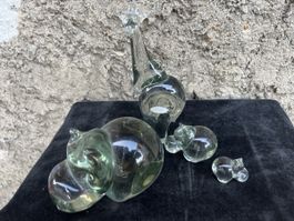 Glasfiguren Tiere Giraffe Nilpferd kleine Katzen 4er Set Kon