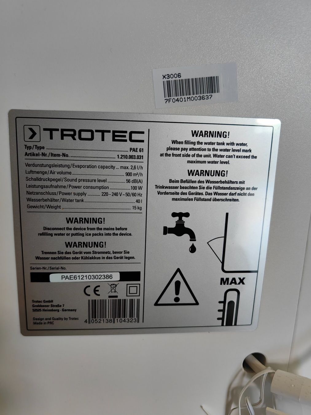 Trotec Condizionatori: Trotec Aircooler PAE 61 – Nuovo (secondo la descrizione) da Bern venduto da rasromano 3