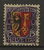 PRO JUVENTUTE 1918 15 Rp. Wappen Genf