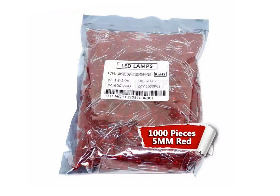 Componenti elettronici: LED Diode 5mm, Rot, 1000 Stück – Nuovo (secondo la descrizione) da Zurich venduto da led_matrix 1