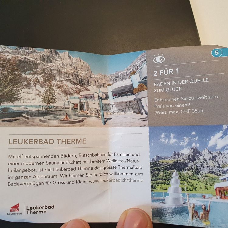 2 für 1 Therme Leukerbad Bon (Neu und originalverpackt) in für CHF 12. ...